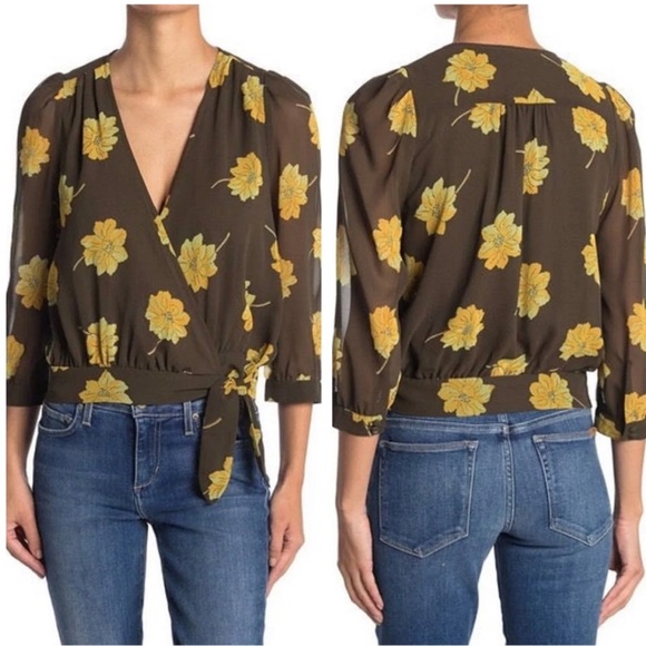 Madewell Effie Floral Green yellow top sz XS - Picture 11 of 12